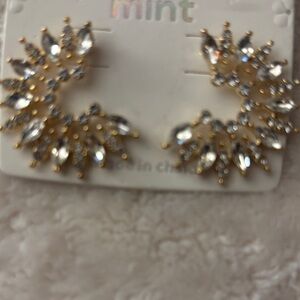 Gold Crystal Hoop Statement Earrings - Clear/Gold